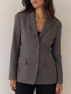 Jil Sander Vintage Charcoal Gray Wool Tailored Blazer (Size 34 / US S)